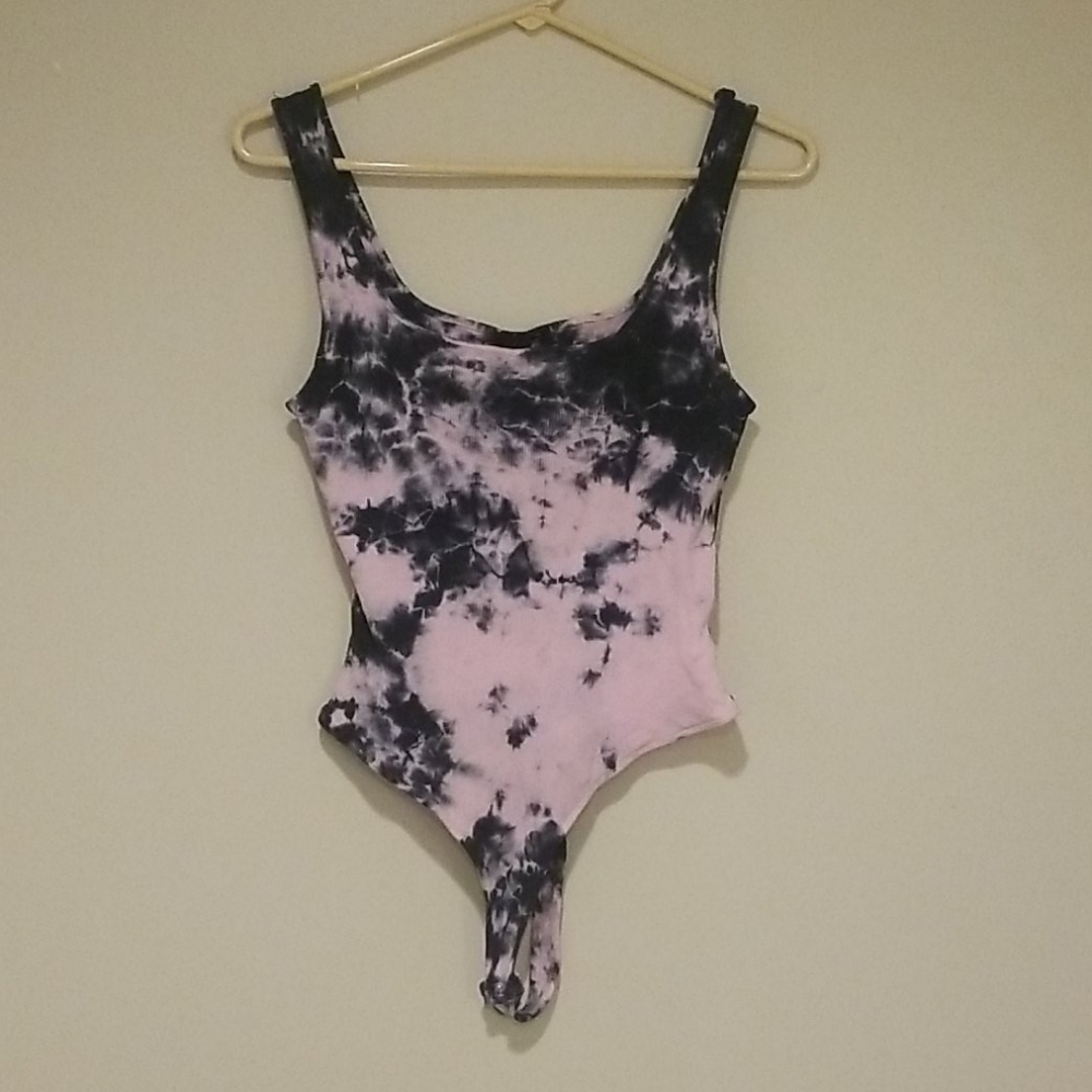 ♡ Tie tyed pink and blue thong bodysuit